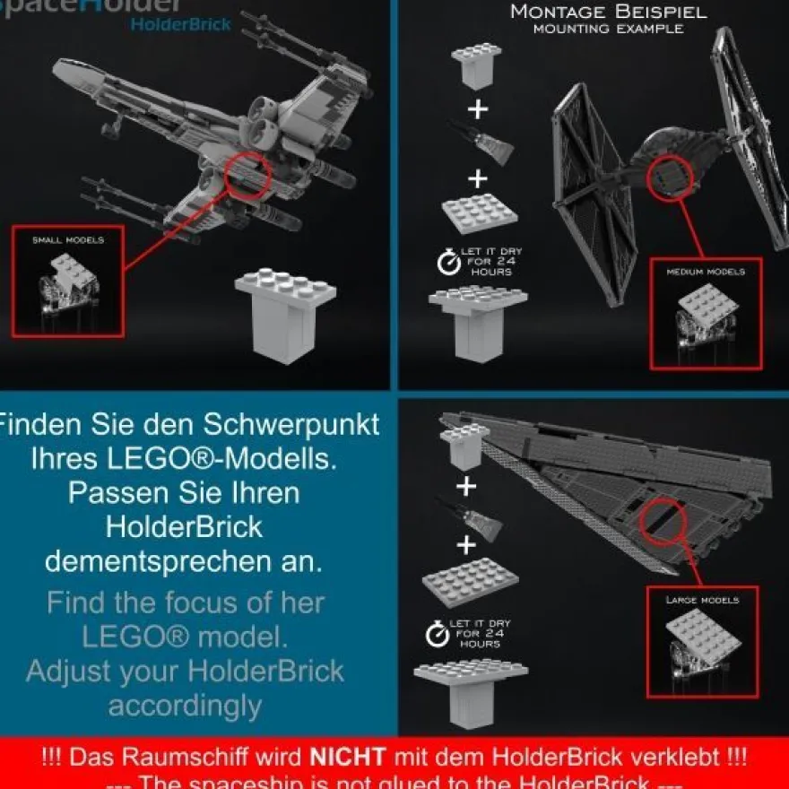 SpaceHolder® aus Plexiglas H2 Höhe 20,0 cm für eure LEGO Modelle
