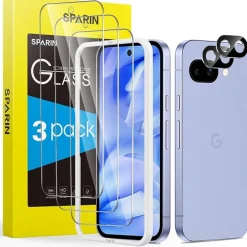 SPARIN 3 + 2 Stück Schutzfolie für Google Pixel 9a: Panzerglas mit Kameraschutz