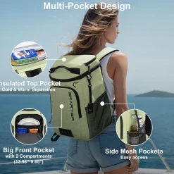 Sparter Rucksack-Kühler, isoliert, auslaufsicher, 33 Dosen, wasserdicht