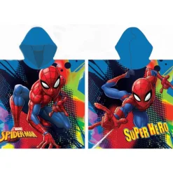 Spiderman Blaues Strandtuch Poncho 55x110 cm (Schnelltrocknend)