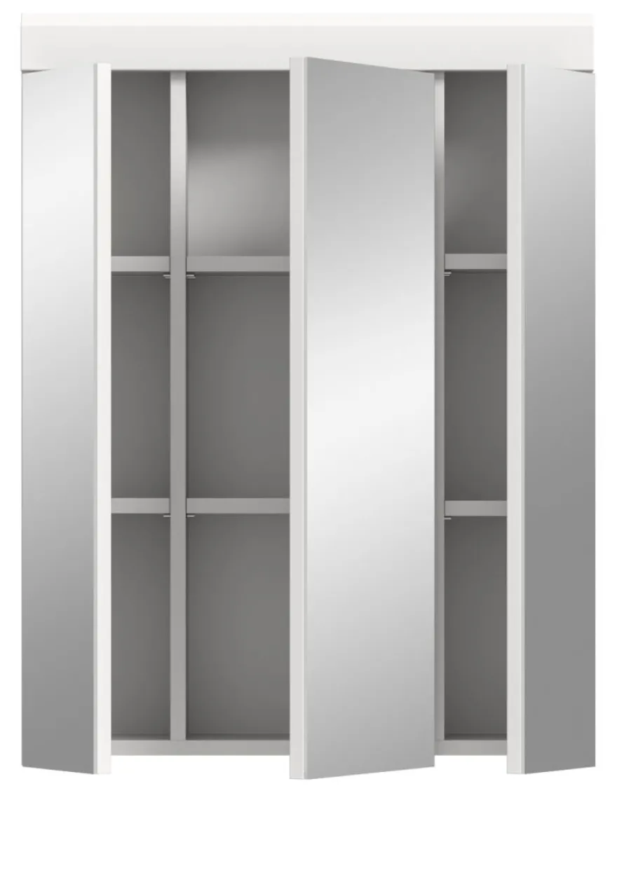 Spiegelschrank Badschrank weiß Hochglanz Badezimmer Spiegel Schrank 3-türig Shawn