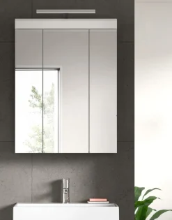 Spiegelschrank Badschrank weiß Hochglanz Badezimmer Spiegel Schrank 3-türig Shawn