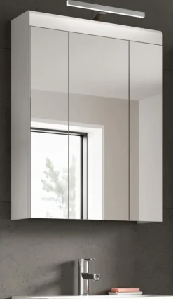 Spiegelschrank Badschrank weiß Hochglanz Badezimmer Spiegel Schrank 3-türig Shawn