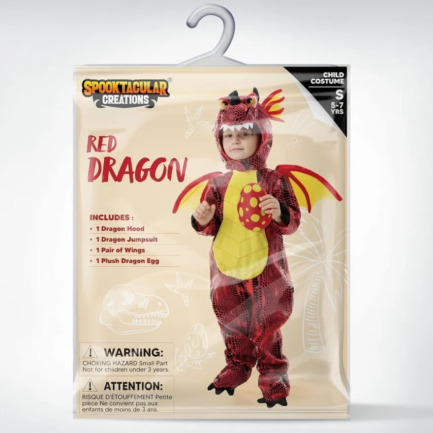 Spooktacular Creations Drachen Kostüm für Kinder (8-10 Jahre), Rot