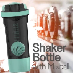 Sportmixer Shaker 720ml mit Sieb Spiralkugel Aufbewahrungsbox Aquagrün