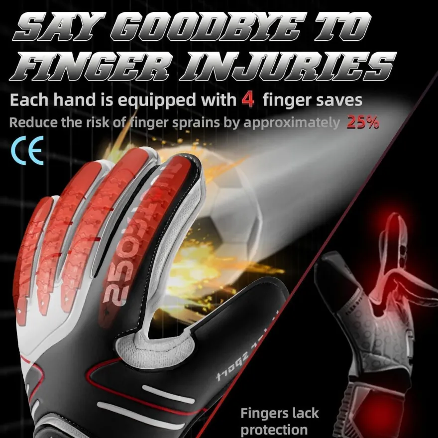 Sportout Torwarthandschuhe mit Fingersave, rutschfeste 4mm Latex Handflächen