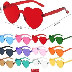 Sprinlot 12er Pack Herz Party Brillen - Bunte und Lustige Brillen für Fasching
