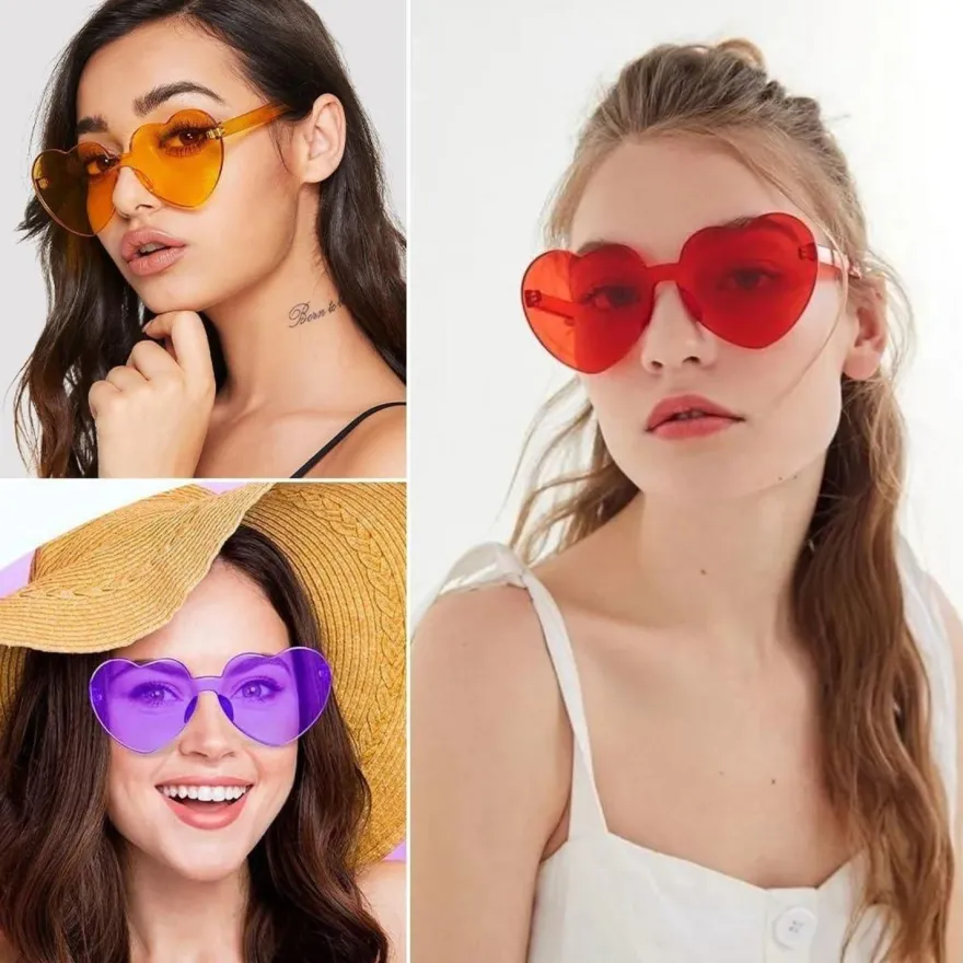 Sprinlot 12er Pack Herz Party Brillen - Bunte und Lustige Brillen für Fasching