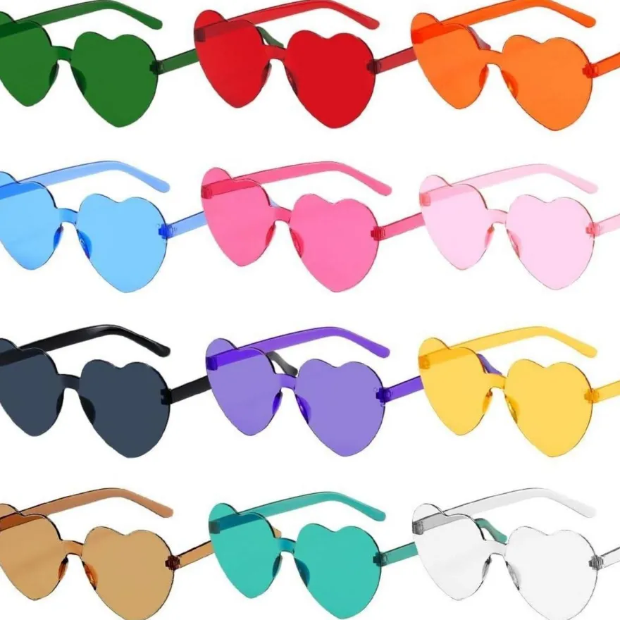 Sprinlot 12er Pack Herz Party Brillen - Bunte und Lustige Brillen für Fasching