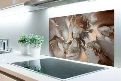 Spritzschutz Küchenrückwand - 80x55 cm Grau - Gold - Marmor (Gr. 80x55 cm)