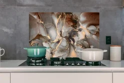 Spritzschutz Küchenrückwand - 80x55 cm Grau - Gold - Marmor (Gr. 80x55 cm)