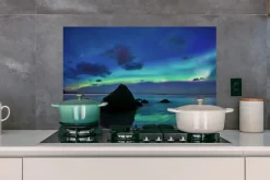 Spritzschutz Küchenrückwand - 90x60 cm Himmel - Landschaft - Polarlicht