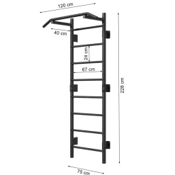 Sprossenwand Kletterwand Klimmzugstange Klettergerüst 10 Sprossen bis 280 kg 6810