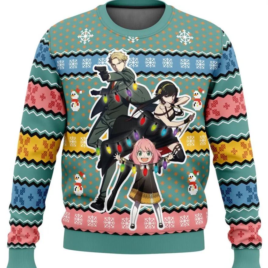 SPY×FAMILY Rundhalspullover Anya Yor Loid Forger 3D Druck Hoody Weihnachts Sweatshirt