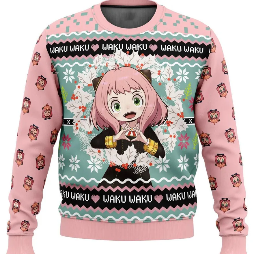 SPY×FAMILY Rundhalspullover Anya Yor Loid Forger 3D Druck Hoody Weihnachts Sweatshirt