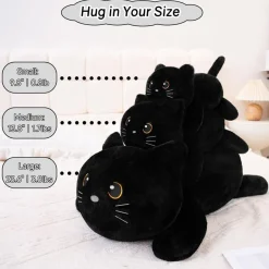 SQEQE Gewichtetes Katze Kuscheltier, Schwarze Katze Plüschtier mit Gewicht