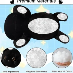SQEQE Gewichtetes Katze Kuscheltier, Schwarze Katze Plüschtier mit Gewicht