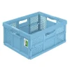Stabile Profi Klappbox 32L PAFEN Einkaufskiste klappbar mit Soft-Griffe Blau