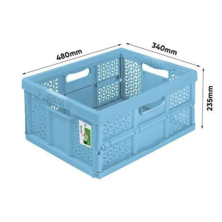 Stabile Profi Klappbox 32L PAFEN Einkaufskiste klappbar mit Soft-Griffe Blau