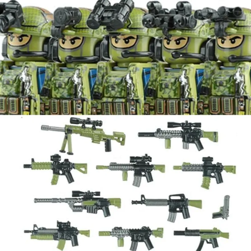 Stadtkommando Special-Forces Figuren SWAT Armee Soldat Schild Waffen Klemmbausteine