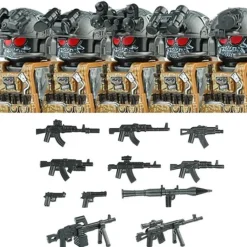 Stadtkommando Special-Forces Figuren SWAT Armee Soldat Schild Waffen Klemmbausteine