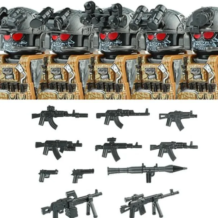 Stadtkommando Special-Forces Figuren SWAT Armee Soldat Schild Waffen Klemmbausteine
