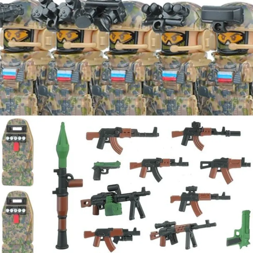 Stadtkommando Special-Forces Figuren SWAT Armee Soldat Schild Waffen Klemmbausteine