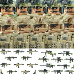 Stadtkommando Special-Forces Figuren SWAT Armee Soldat Schild Waffen Klemmbausteine