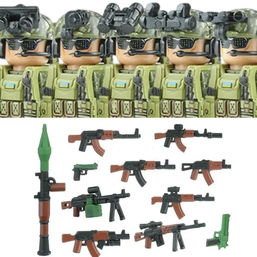 Stadtkommando Special-Forces Figuren SWAT Armee Soldat Schild Waffen Klemmbausteine