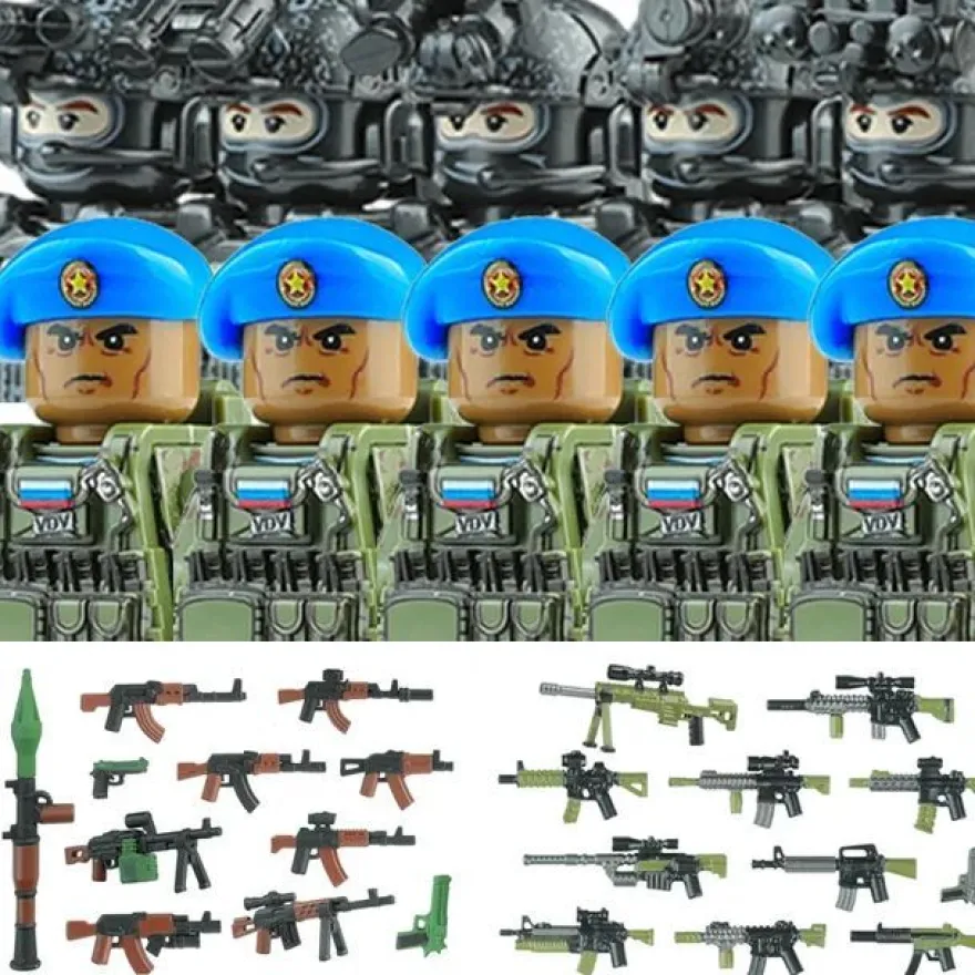 Stadtkommando Special-Forces Figuren SWAT Armee Soldat Schild Waffen Klemmbausteine