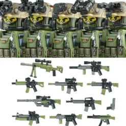 Stadtkommando Special-Forces Figuren SWAT Armee Soldat Schild Waffen Klemmbausteine