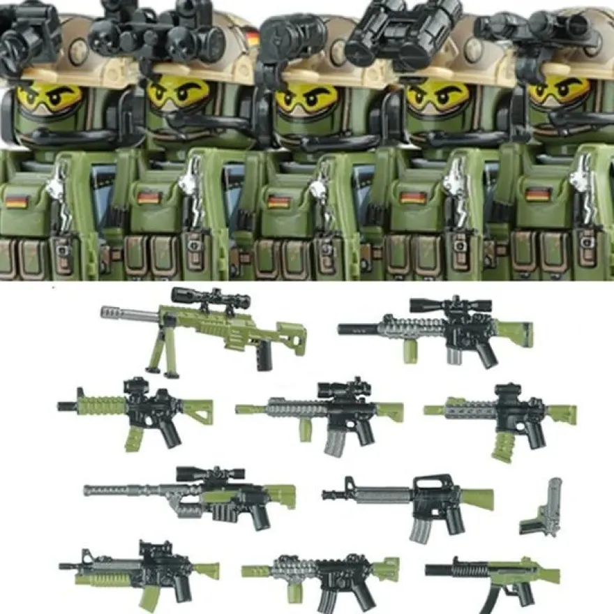 Stadtkommando Special-Forces Figuren SWAT Armee Soldat Schild Waffen Klemmbausteine