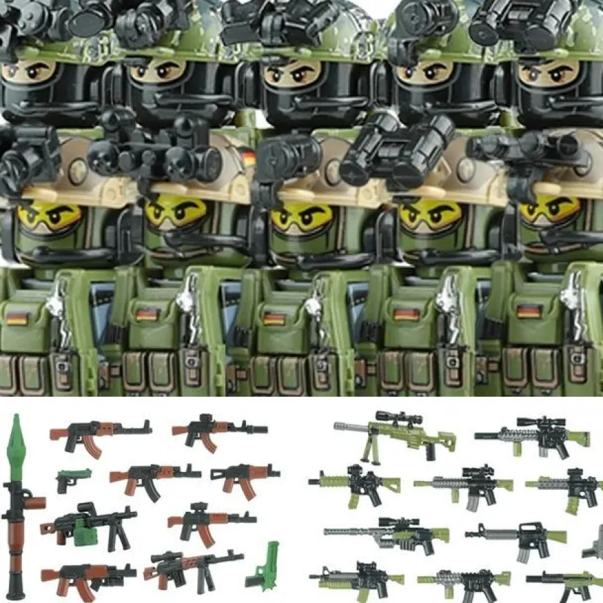 Stadtkommando Special-Forces Figuren SWAT Armee Soldat Schild Waffen Klemmbausteine