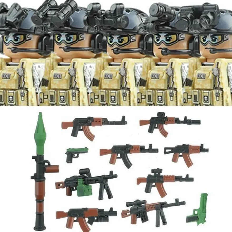 Stadtkommando Special-Forces Figuren SWAT Armee Soldat Schild Waffen Klemmbausteine