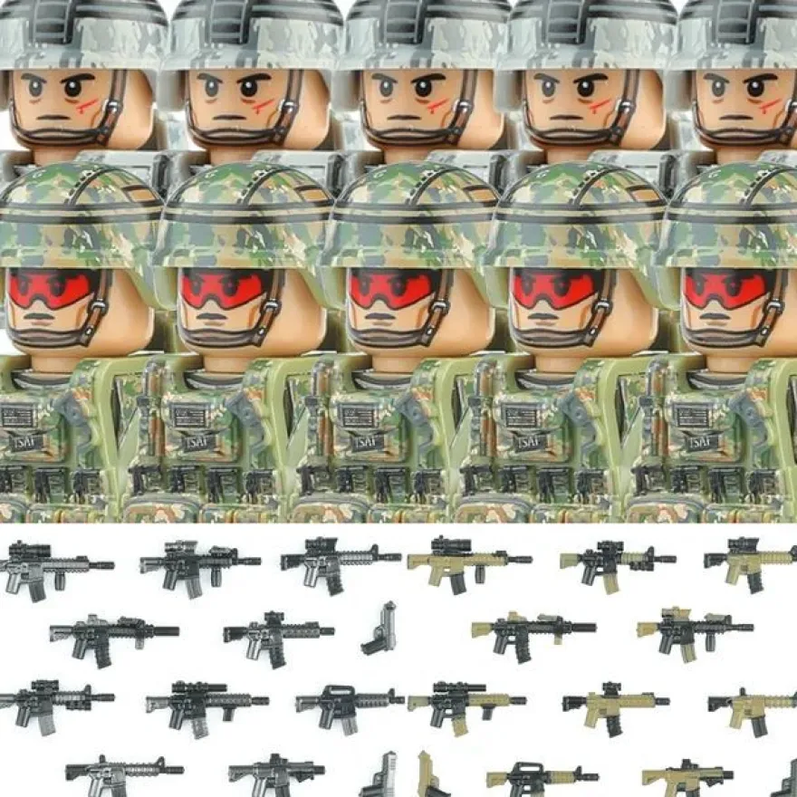 Stadtkommando Special-Forces Figuren SWAT Armee Soldat Schild Waffen Klemmbausteine