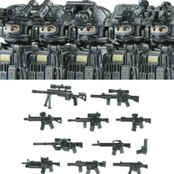 Stadtkommando Special-Forces Figuren SWAT Armee Soldat Schild Waffen Klemmbausteine