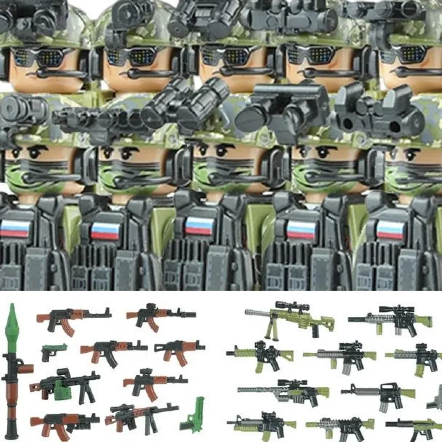 Stadtkommando Special-Forces Figuren SWAT Armee Soldat Schild Waffen Klemmbausteine