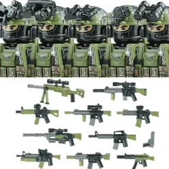 Stadtkommando Special-Forces Figuren SWAT Armee Soldat Schild Waffen Klemmbausteine
