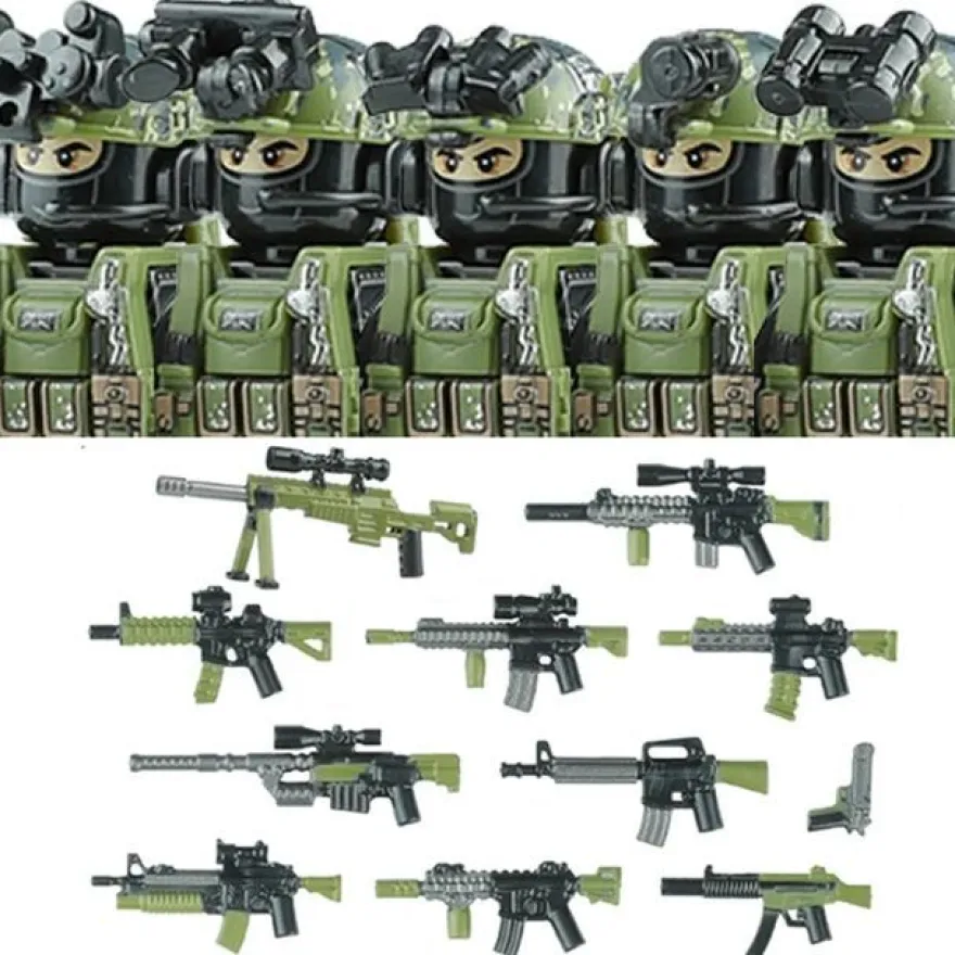 Stadtkommando Special-Forces Figuren SWAT Armee Soldat Schild Waffen Klemmbausteine