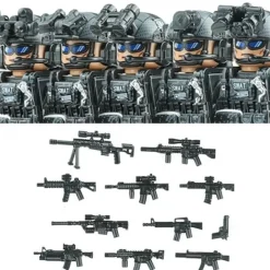 Stadtkommando Special-Forces Figuren SWAT Armee Soldat Schild Waffen Klemmbausteine
