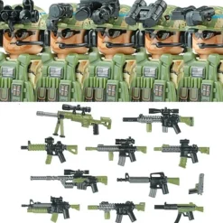 Stadtkommando Special-Forces Figuren SWAT Armee Soldat Schild Waffen Klemmbausteine