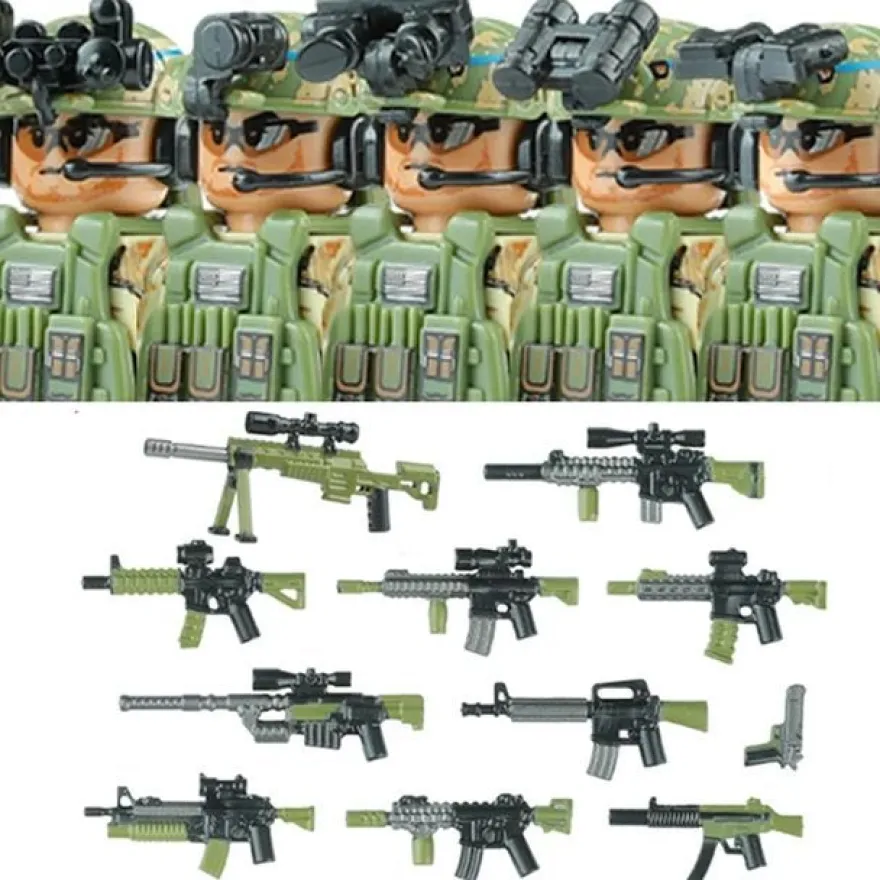 Stadtkommando Special-Forces Figuren SWAT Armee Soldat Schild Waffen Klemmbausteine