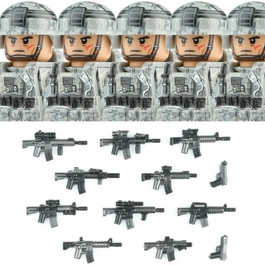 Stadtkommando Special-Forces Figuren SWAT Armee Soldat Schild Waffen Klemmbausteine