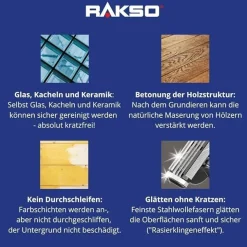 Stahlwolle RAKSO 8 Pads Schleifwolle Polierwolle für Metalle, Holz, alle Größen