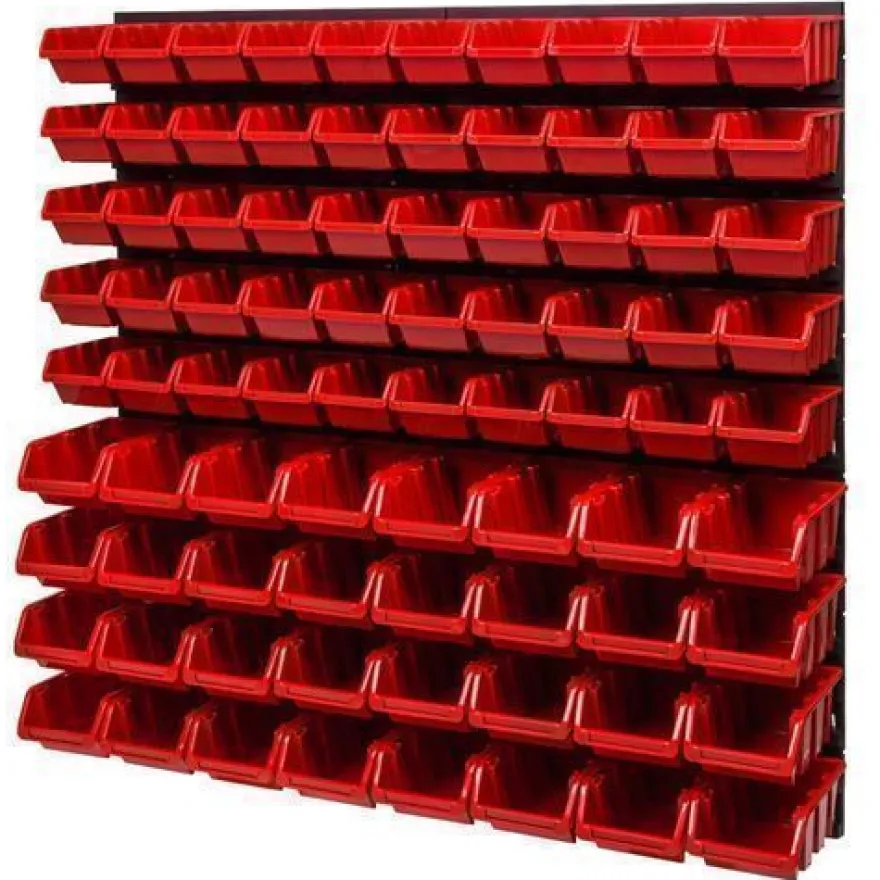 Stapelboxen Wandregal Box Sichtlagerkästen Schüttenregal Lagersystem 82 Boxen