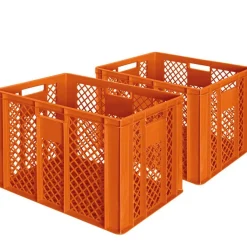 2 Stapelkisten / Euroboxen, LxBxH 600 x 400 x 410 mm, orange, lebensmittelecht