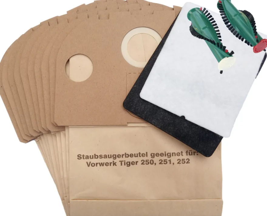 10 Staubsaugerbeutel Tüten geeignet Vorwerk Tiger 250 251 252 + Bürsten