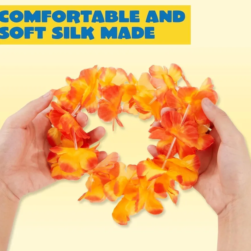 24 Stück Hawaiian Blumenketten Lei Set Hawaiikette Luau Party Favors