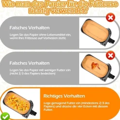 130 Stück Hivio Backpapier für Heißluftfritteuse COSORI 2 Kammern 8,5L