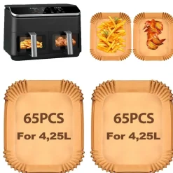 130 Stück Hivio Backpapier für Heißluftfritteuse COSORI 2 Kammern 8,5L